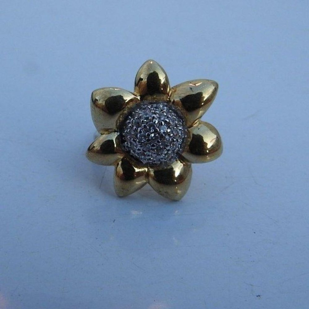 Stylish Women's Flower Statement Ring, Vermeil Si… - image 2